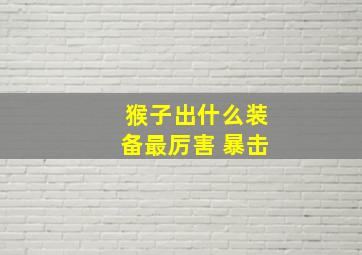 猴子出什么装备最厉害 暴击